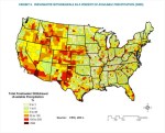 Freshwater withdrawals as a percent of available precipitation (2005) via the EPA