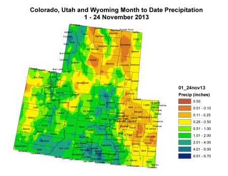Upper Colorado River Basin month to date precipitation via the Colorado Climate Cenber