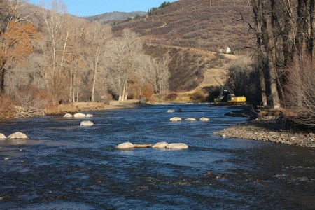 Boulders placed to enhance habitat via CFI Global Fisheries Management