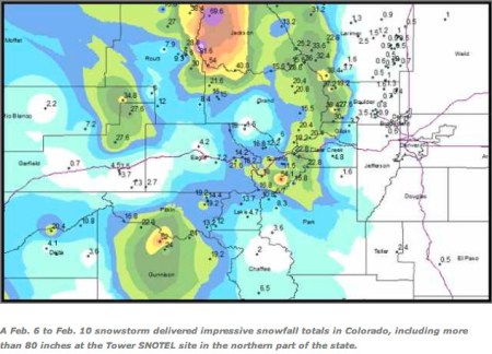 Map of snowfall totals from February 6, 2014 storm via @CopperCondos