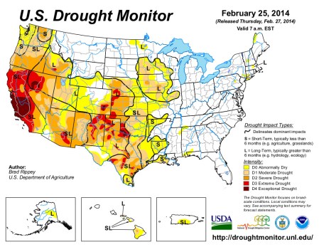 US Drought Monitor February 25, 2014