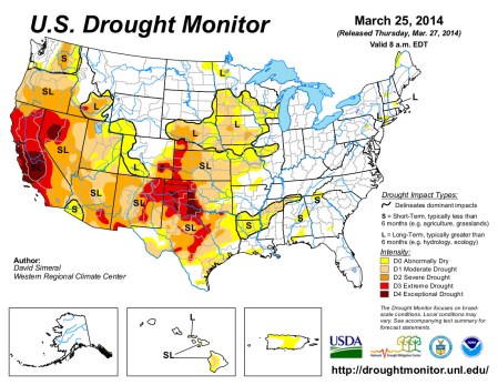 US Drought Monitor March 25, 2014
