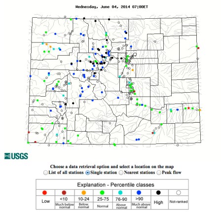 Colorado Water Watch (USGS) statewide streamflow map June 4, 2014 