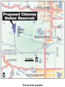 Site of proposed Chimney Hollow Reservoir -- Windy Gap Firming Project via the Longmont Times-Call