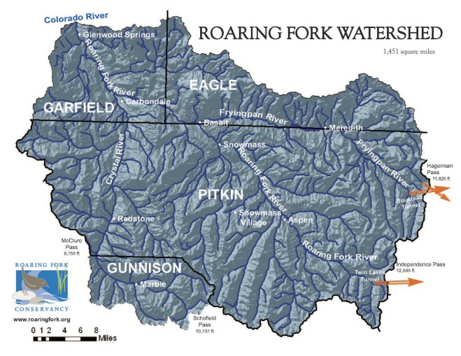 Map of the Roaring Fork River watershed via the Roaring Fork Conservancy