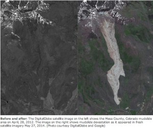 Grand Mesa mudslide before and after via The Denver Post
