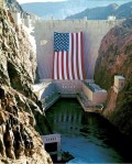 US Flag at Hoover Dam as the Olympic Torch passed over the dam in 1996