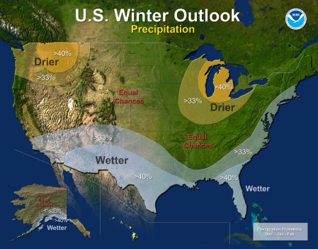 Winter Precipitation Outlook 2014-2015 via NOAA