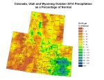 Upper Colorado River Basin October 2014 precipitation as a percent of normal via the Colorado Climate Center