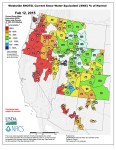 Westwide SNOTEL snow water equivalent as a percent of normal February 12, 2015 via the NRCS