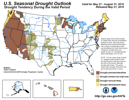 Seasonal Drought Outlook May 21 thru August 31, 2015