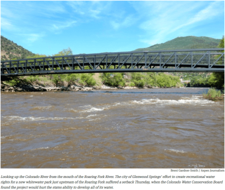 Upstream view of the Colorado River at the mouth of the Roaring fork River