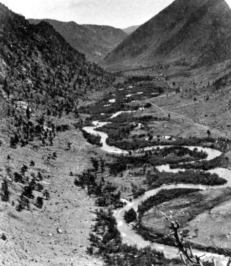 View down Clear Creek from the Empire Trail 1873 via the USGS