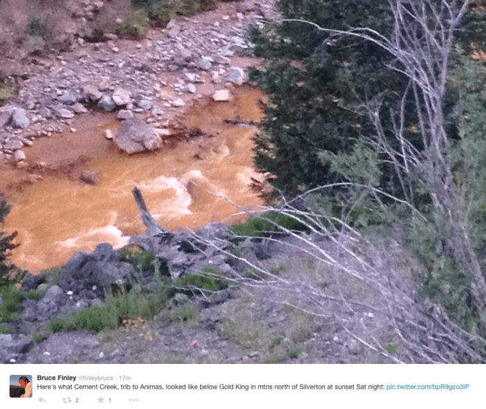 Cement Creek August 8, 2015 -- Bruce Finley via Twitter
