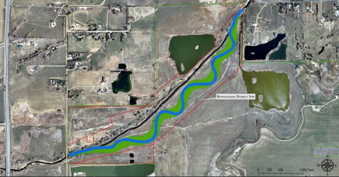 Lower Boulder Creek Restoration site map via Boulder County Open Space