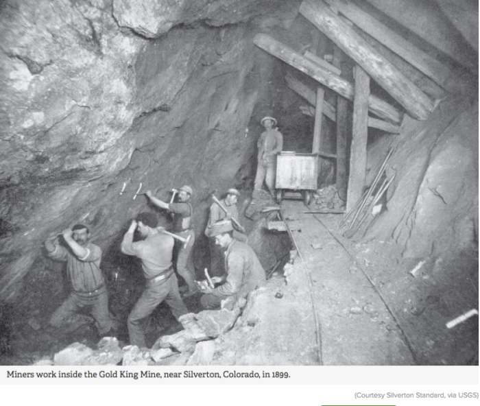 Gold King Mine circa 1899 via The Silverton Standard