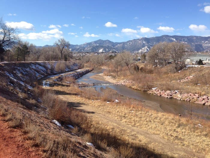 Monument Creek, taken looking south from the northern section of Monument Valley Park via Loraxis