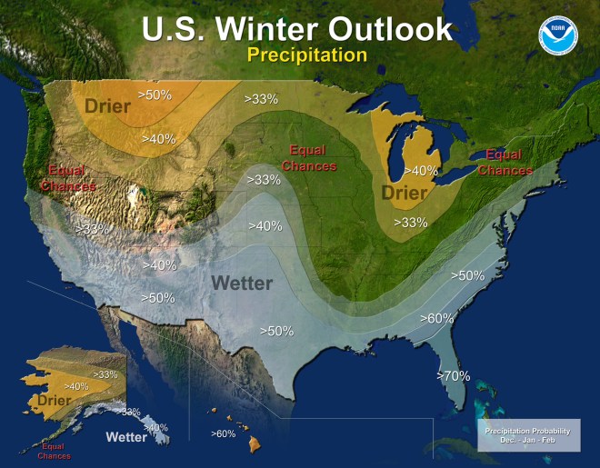 Precipitation - U.S. Winter Outlook: 2015-2016  (Credit: NOAA)