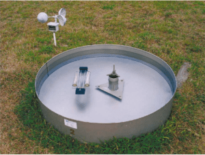 One of the US Class A evaporation pans installed at the King’s Park Meteorological Station in Kowloon, Hong Kong.
