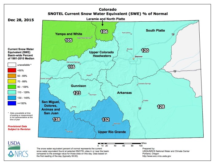 Statewide snowpack map December 28, 2015 via the NRCS.