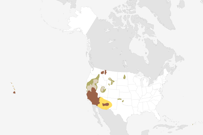 Seasonal drought outlook for the months of April-June 2016. Large version shows Alaska, Hawaii, and Puerto Rico. Map by NOAA Climate.gov, based on CPC data.