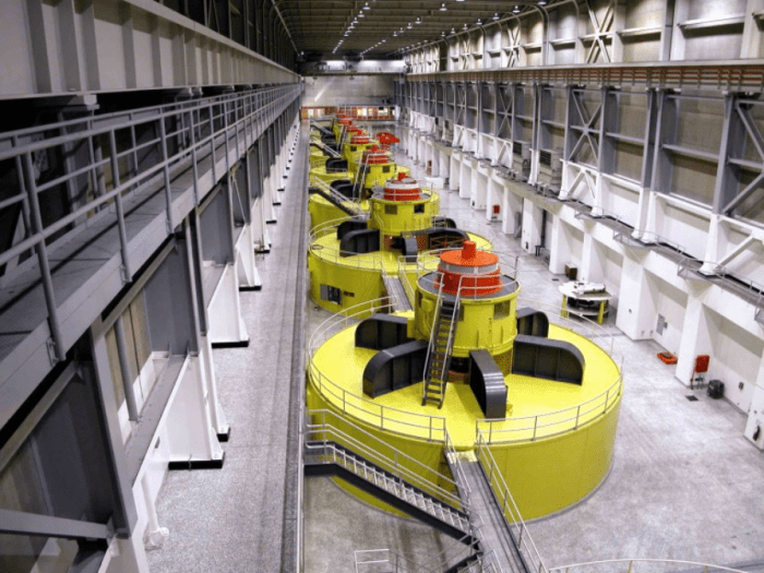 How much electricity the turbines in the bowels of Glen Canyon Dam can generate depends upon how much water is delivered from the Wind River Range of Wyoming and the high mountains of Colorado into Lake Powell. Photo/Bureau of Reclamation.