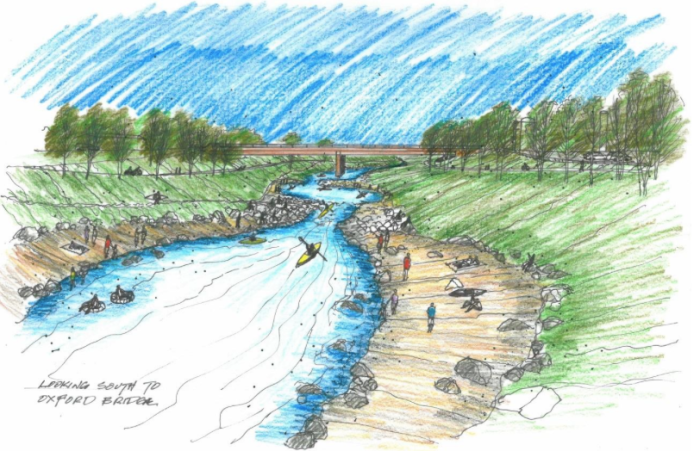 Oxford Reach Whitewater Park Looking Upstream Toward Oxford Avenue via Arapahoe County.