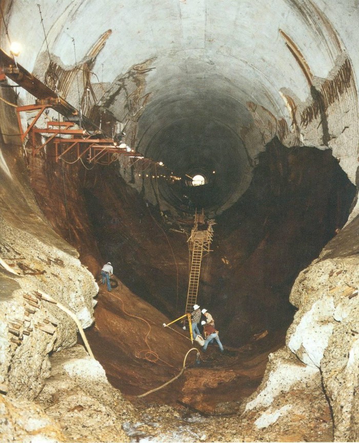1983 - Color photo of Glen Canyon Dam spillway failure from cavitation, via OnTheColorado.com