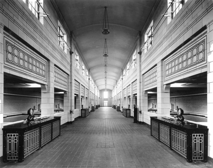 This view of Moffat Treatment Plant's corridor was taken in 1939. Photo via <a href="https://twitter.com/search?q=%40denverwater&src=typd">@DenverWater</a>.
