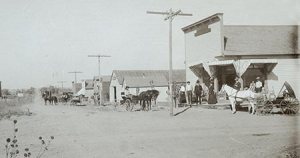 For nearly 30 years, Mead was a bustling community. At its peak, Mead had three general stores, a hotel, a combination grocery store and meat market, two saloons, butcher shop, filling station, two auto garages. Photo via HistoricHighlandLake.org.