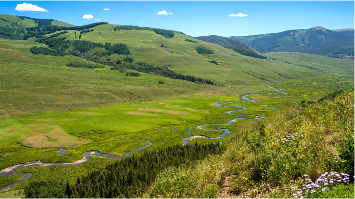 The mountainous headwaters East River catchment, located in the Upper Colorado River Basin, serves as a testbed for the SFA team. Credit Roy Kaltschmidt (2014), Berkeley Lab.