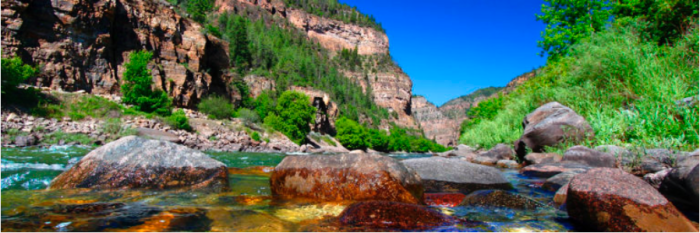 Water rushes through scenic Glenwood Canyon. Photo/Colorado River Water Conservation District via The Mountain Town News -- Allen Best.