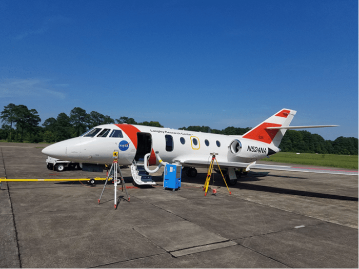 The HU-25C Guardian Falcon aircraft that Operation IceBridge is using through its Barrow campaign, being tested at NASA's Langley Research Center in Hampton, Virginia. Credit: NASA/Operation IceBridge.