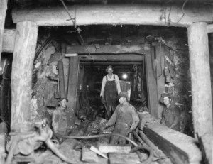 Workers pose for a photo in the Moffat Water Tunnel in this 1930 photo.