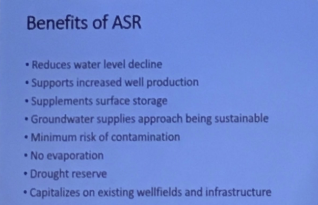 The benefits of Aquifer Storage and Recovery.