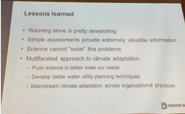 Lessons learned. Slide via Laurna Kaatz, South Platte Forum, October 27, 2016.