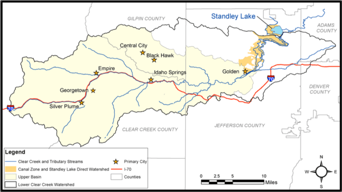 Clear Creek, Standley Lake watersheds including the Standley Lake Canal Zone via the Clear Creek Watershed Foundation.