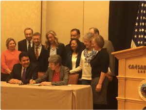 Sally Jewel signing the Long Term Experimental Management Plan Record of Decision for Glen Canyon Dam December 15, 2016.