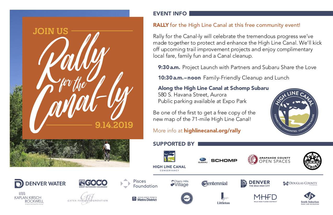 Support the High Line Canal and Rally for the Canally, September 14